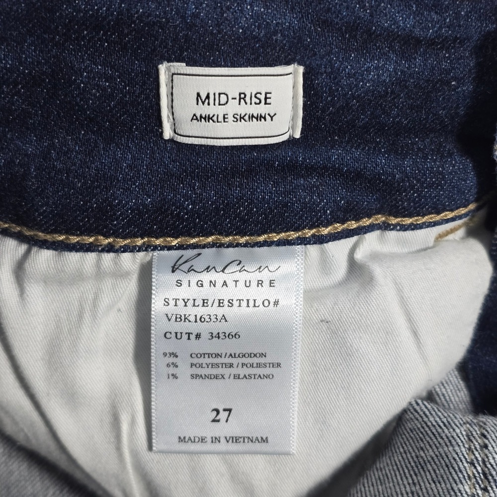 KanCan Signature Mid-Rise Ankle Skinny Jeans Dark Wash Distressed 27 VBK1633A - Picture 8 of 9